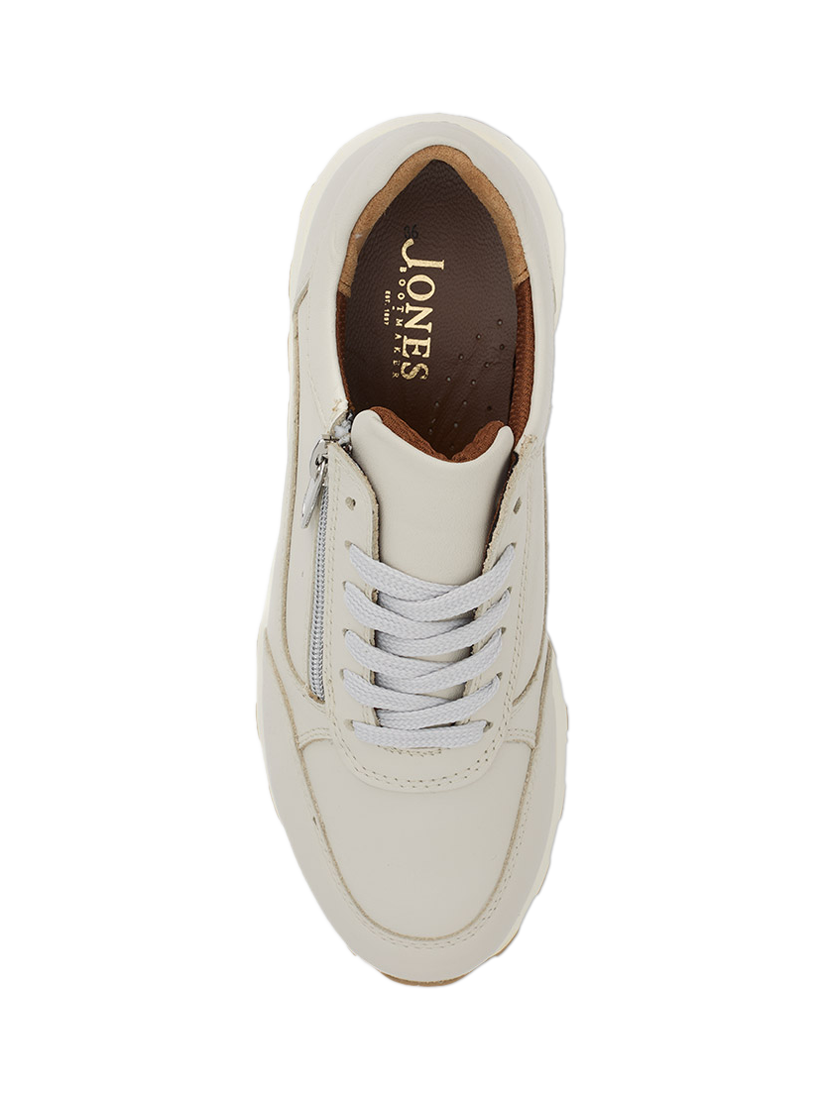 Product image 4 of 5, which shows Jones Bootmaker Bertina Leather Fashion Trainers, Off White, 3