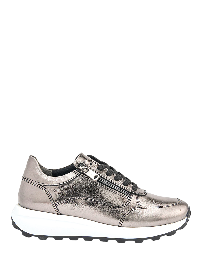 Product image 1 of 5, which shows Jones Bootmaker Bertina Leather Fashion Trainers, Pewter, 3