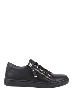 Jones Bootmaker Padova 2 Leather Lace-Up Trainers, Black