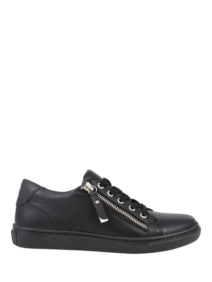 Jones Bootmaker Padova 2 Leather Lace-Up Trainers, Black