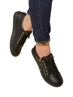 Jones Bootmaker Padova 2 Leather Lace-Up Trainers - view 2, Black