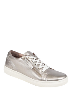 Jones Bootmaker Padova 2 Leather Lace-Up Trainers - view 2, Pewter