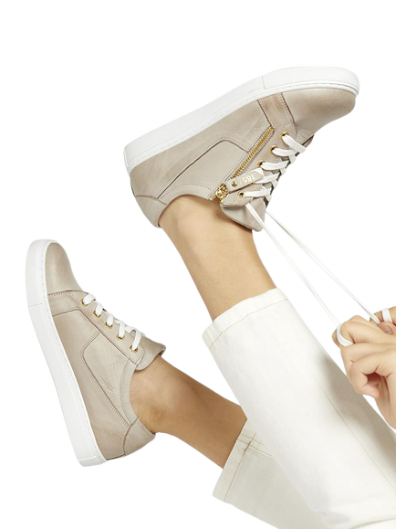 Jones Bootmaker Padova 2 Leather Lace-Up Trainers - view 2, Stone