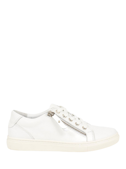 Jones Bootmaker Padova 2 Leather Lace-Up Trainers, White