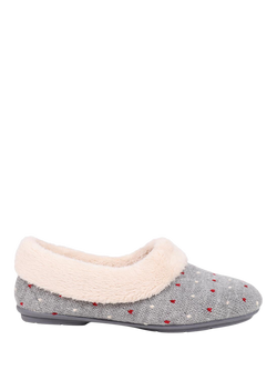 Jones Bootmaker Floella Fluffy Lined Slippers, Grey Multi