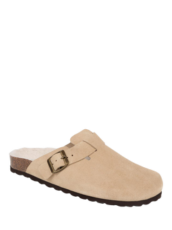 Jones Bootmaker Freida Suede Faux Fur Lined Mule Slippers - view 2, Chestnut