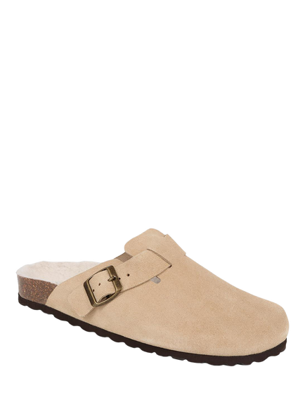 Jones Bootmaker Freida Suede Faux Fur Lined Mule Slippers - view 2, Chestnut