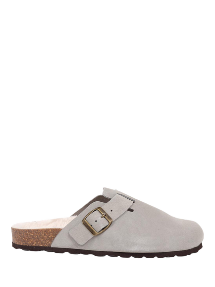 Jones Bootmaker Freida Suede Faux Fur Lined Mule Slippers, Grey