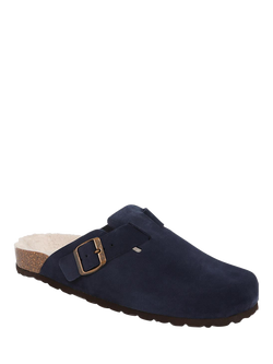 Jones Bootmaker Freida Suede Faux Fur Lined Mule Slippers - view 2, Navy