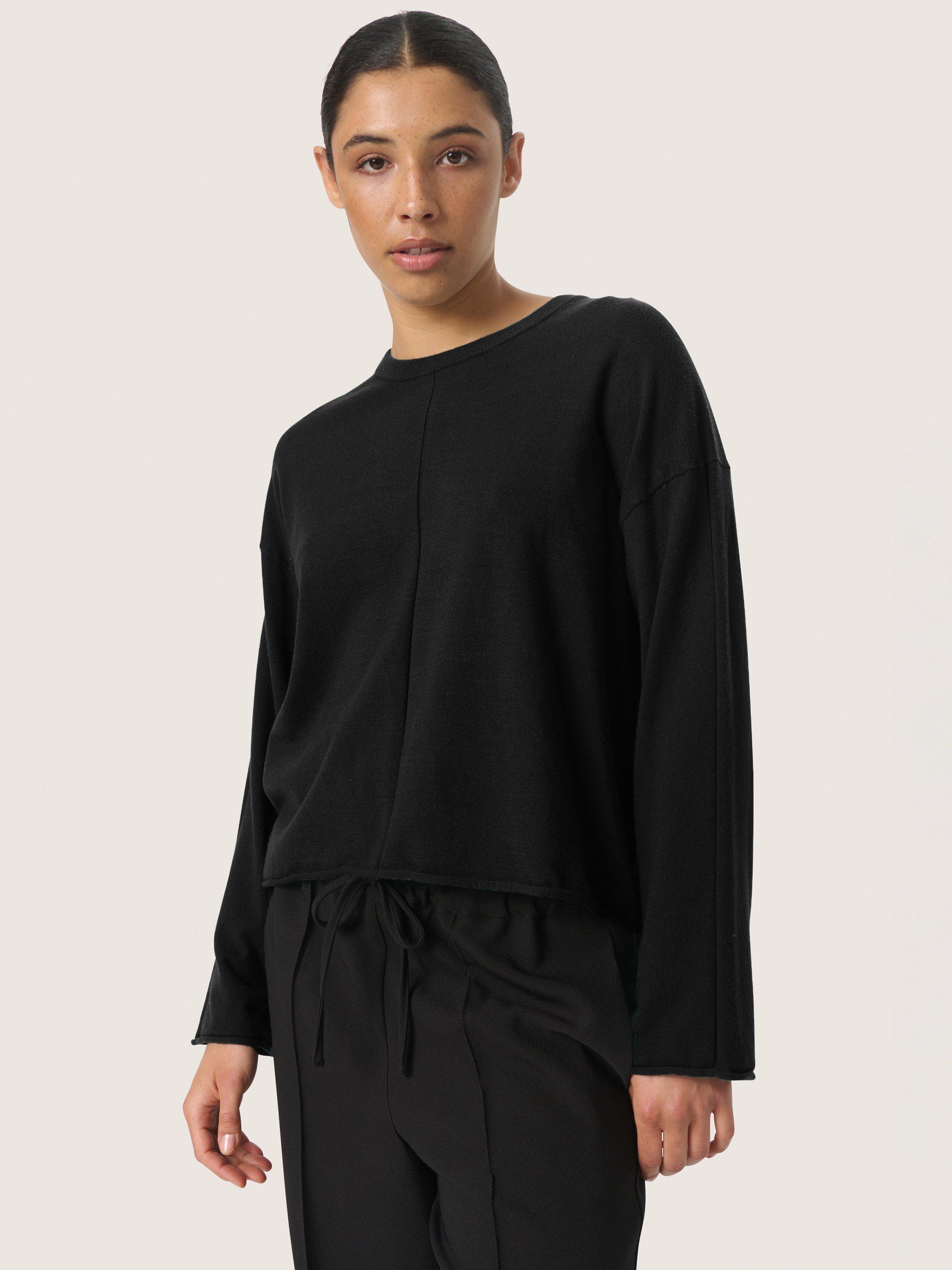 Product image 1 of 6, which shows Soaked In Luxury Spina Boxy Knit Jumper, Black, S