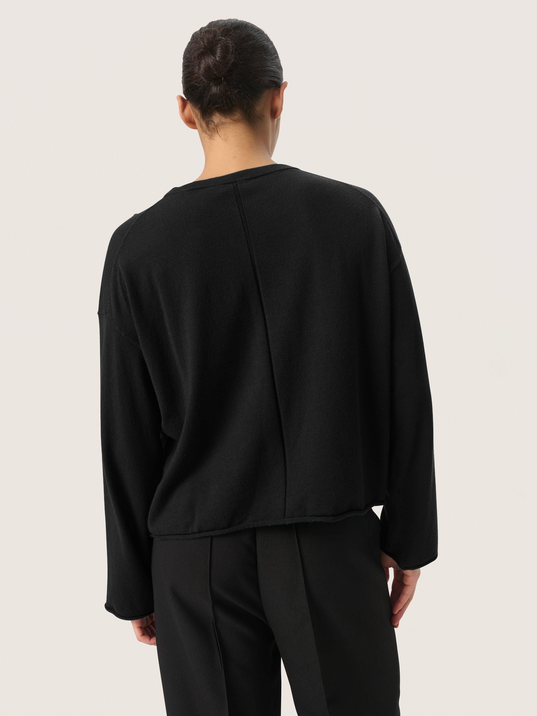 Product image 2 of 6, which shows Soaked In Luxury Spina Boxy Knit Jumper, Black, S