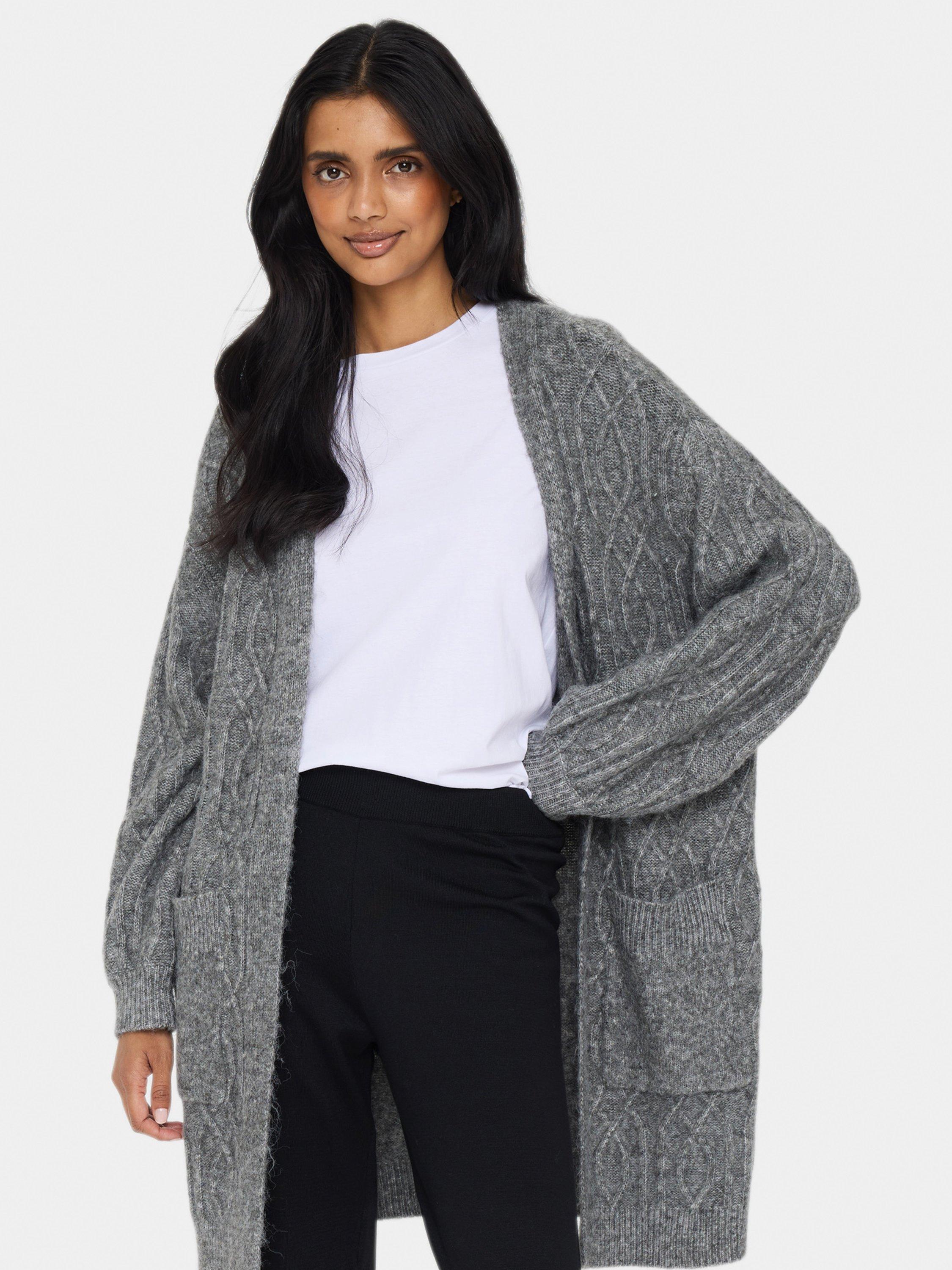 Product image 1 of 6, which shows Saint Tropez Geeta Open Neck Cardigan, Gray Quill Melange, XS