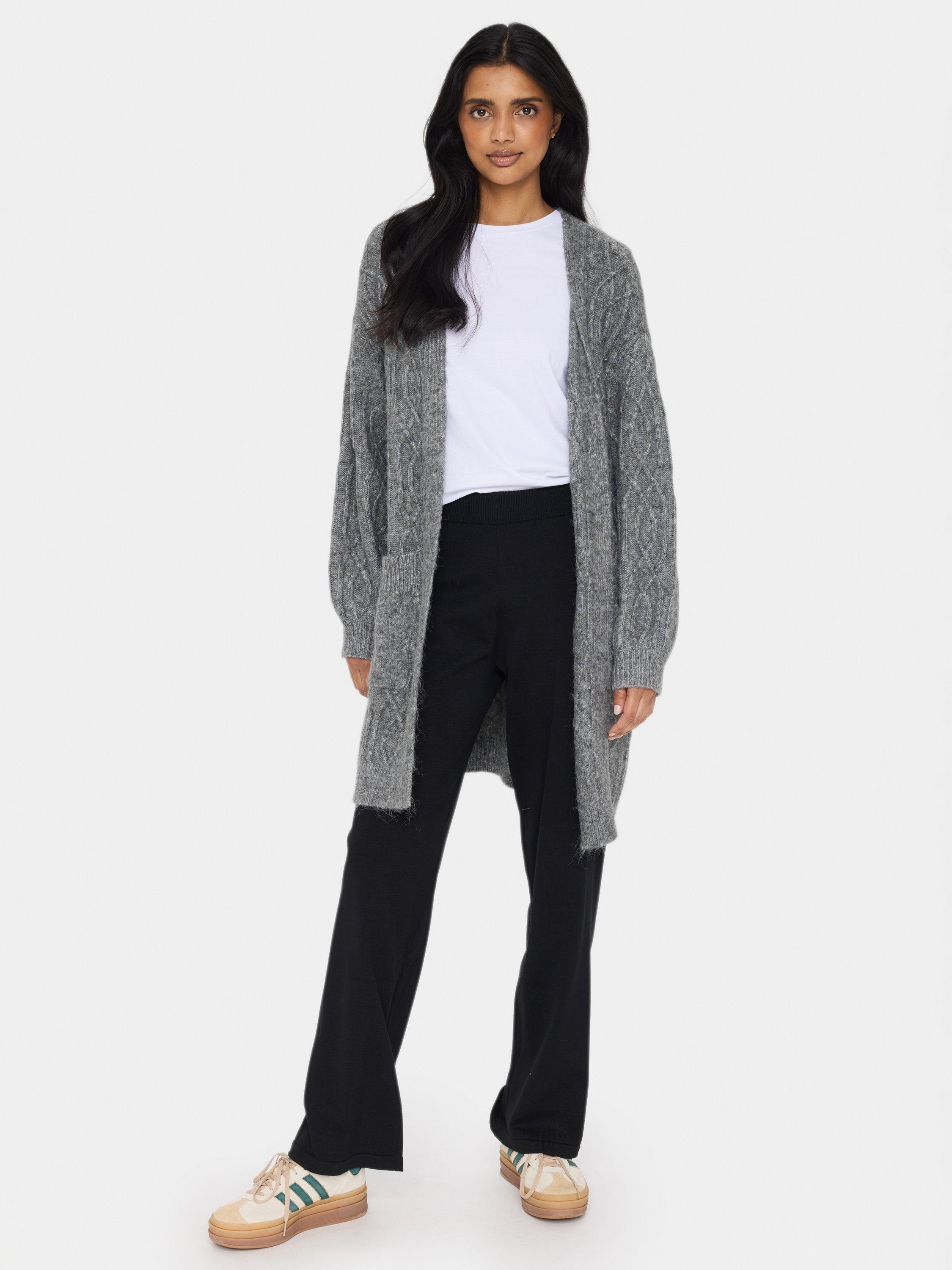 Product image 3 of 6, which shows Saint Tropez Geeta Open Neck Cardigan, Gray Quill Melange, XS