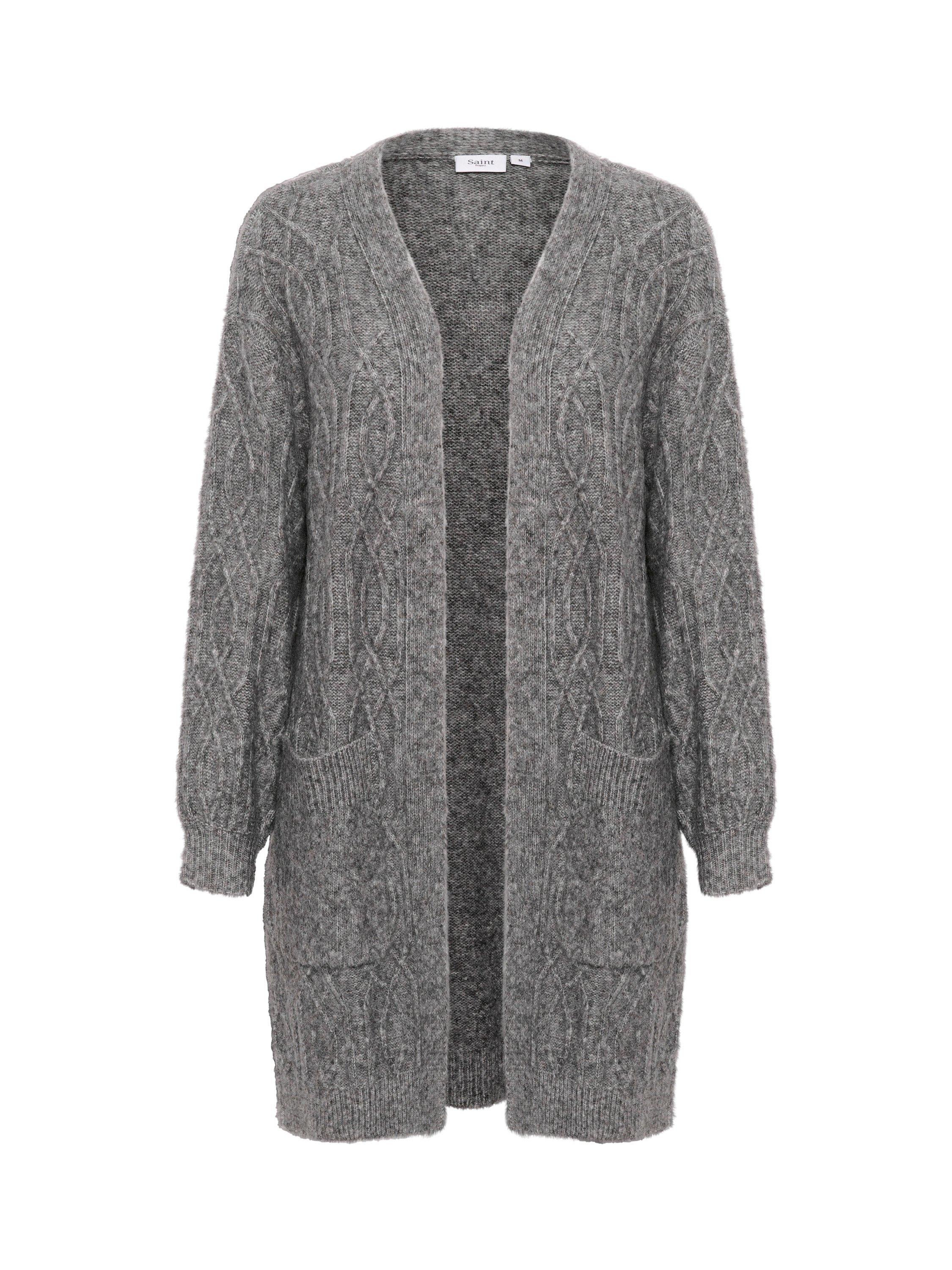 Product image 5 of 6, which shows Saint Tropez Geeta Open Neck Cardigan, Gray Quill Melange, XS