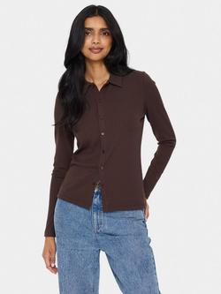 Saint Tropez Goda Rib Knit Shirt, Dark Oak, Dark Oak