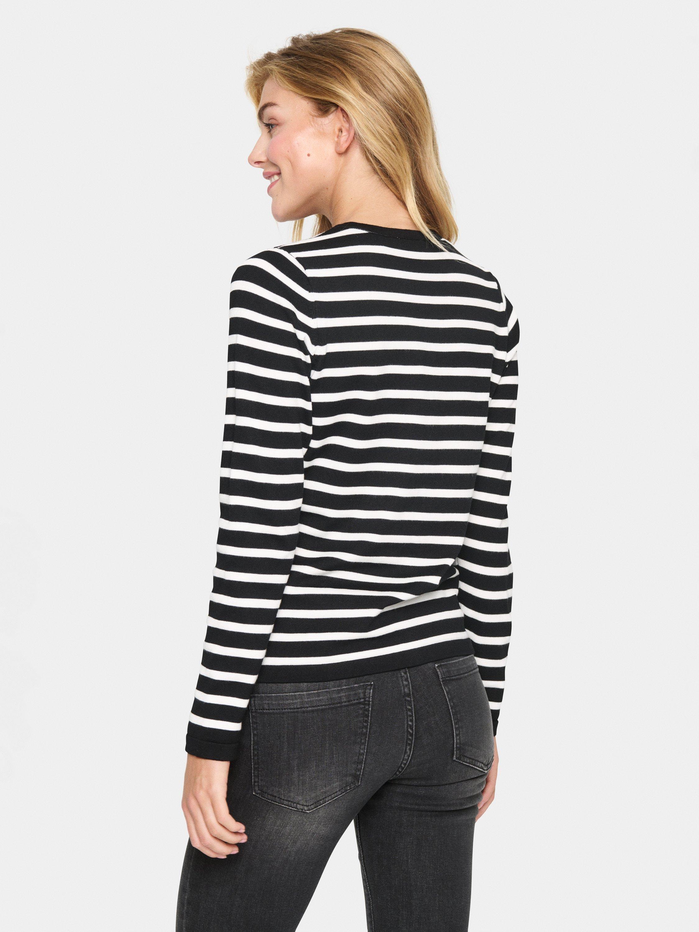 Product image 2 of 6, which shows Saint Tropez Mila Slim Fit Stripe Cardigan, Black/White, XS
