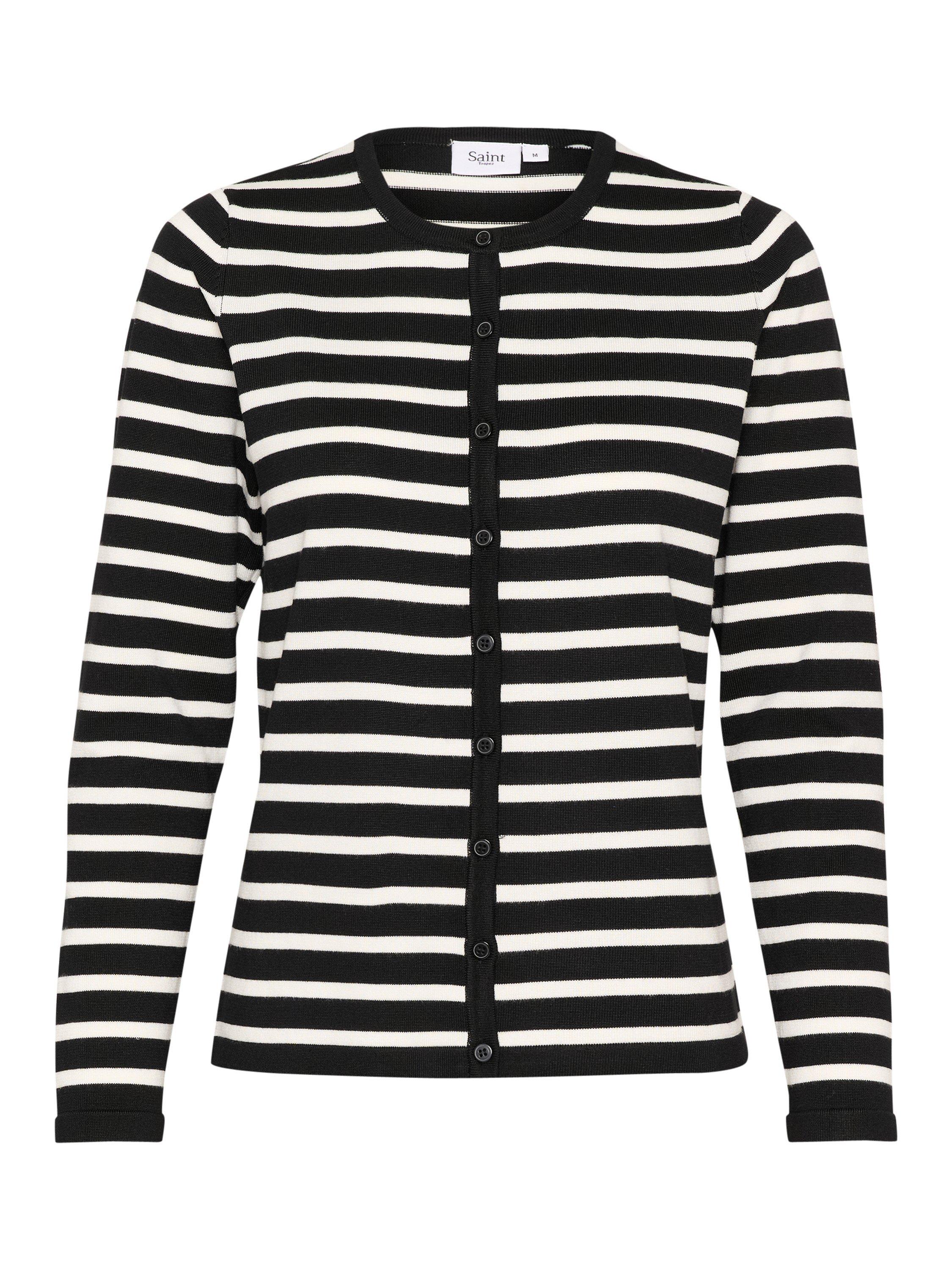 Product image 5 of 6, which shows Saint Tropez Mila Slim Fit Stripe Cardigan, Black/White, XS