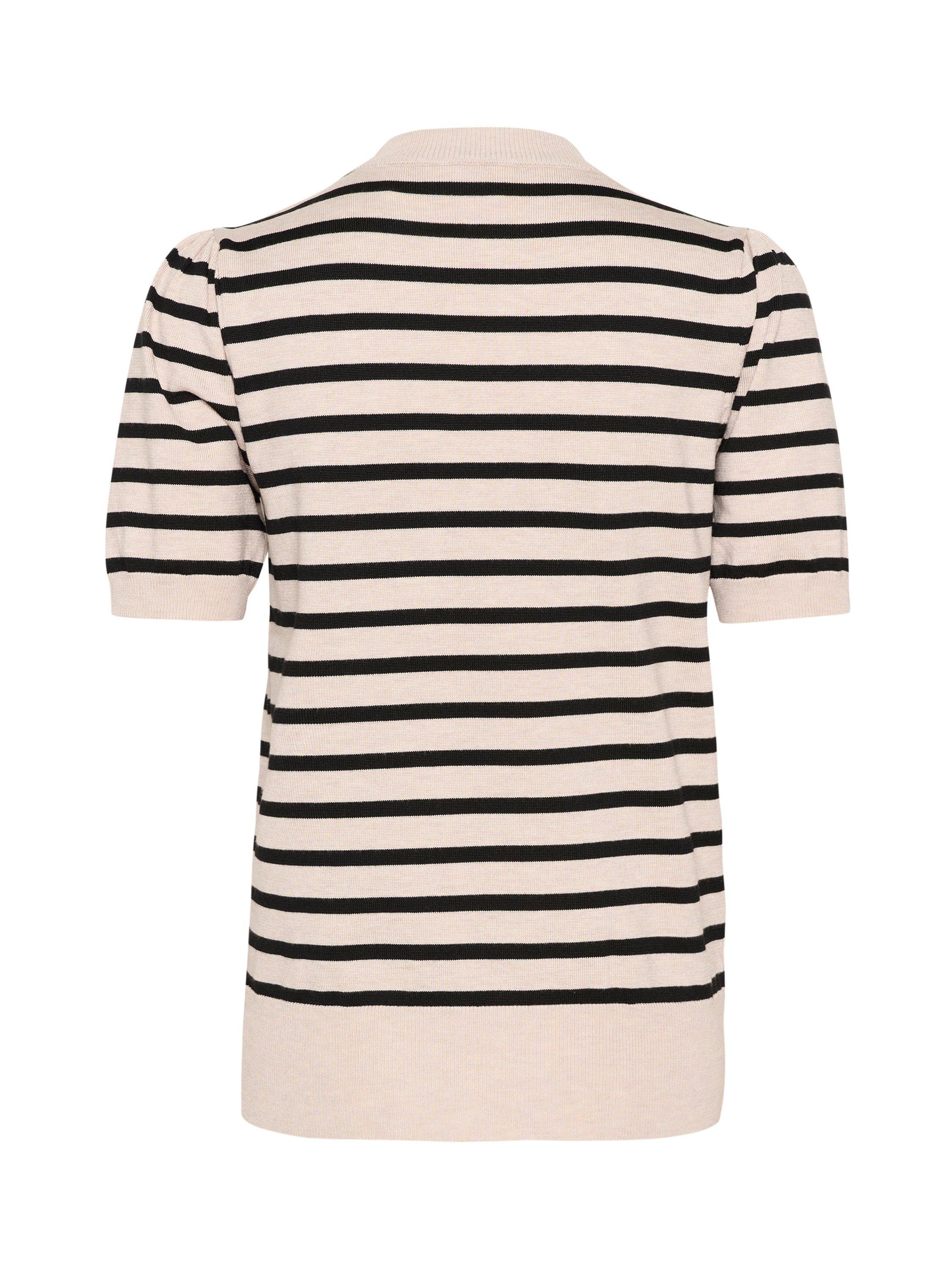 Product image 6 of 8, which shows Saint Tropez Mila Stripe Short Sleeve Knit, Soft Grey/Black, XS