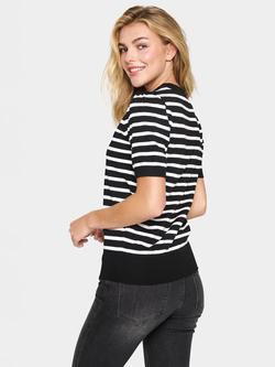 Saint Tropez Mila Stripe Short Sleeve Knit - view 2, Black/Ivory