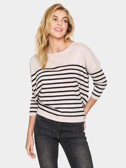 Saint Tropez Mila Stripe Jumper, Soft Grey/Black