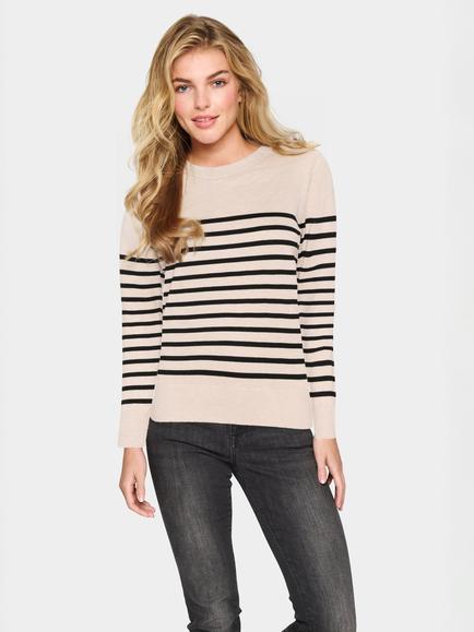 Saint Tropez Mila Stripe Jumper, Cream/Grey, Cream/Grey