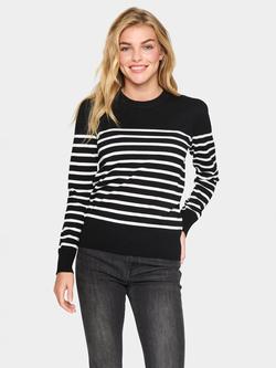 Saint Tropez Mila Stripe Jumper, Black/White, Black/White