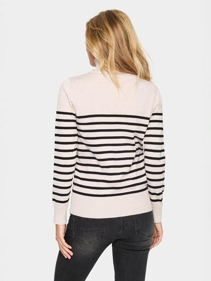 Saint Tropez Mila Stripe Roll Neck Jumper, Grey/Black - view 2, Grey/Black
