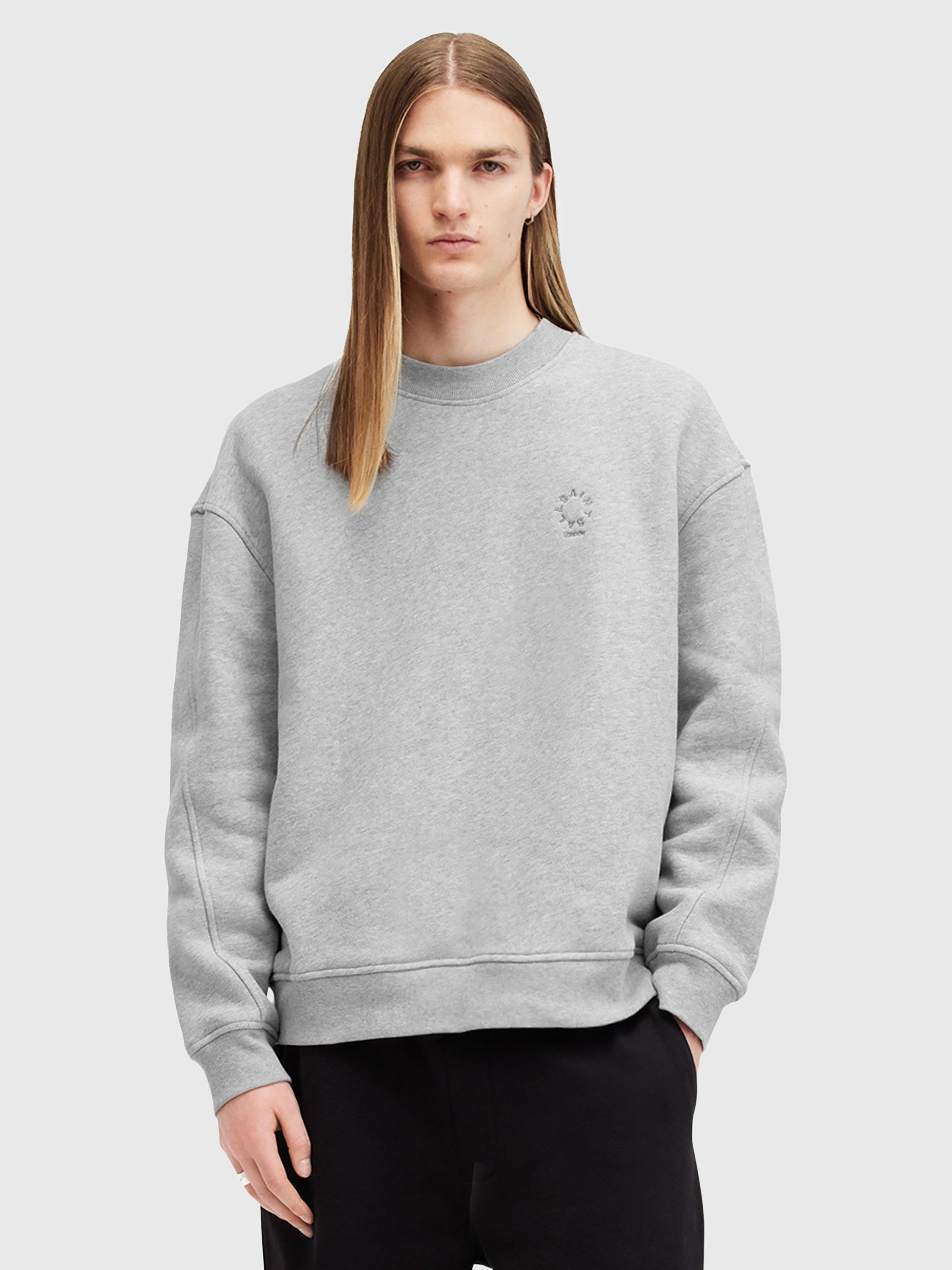 AllSaints Haven Organic Cotton Sweatshirt Grey Marl Grey