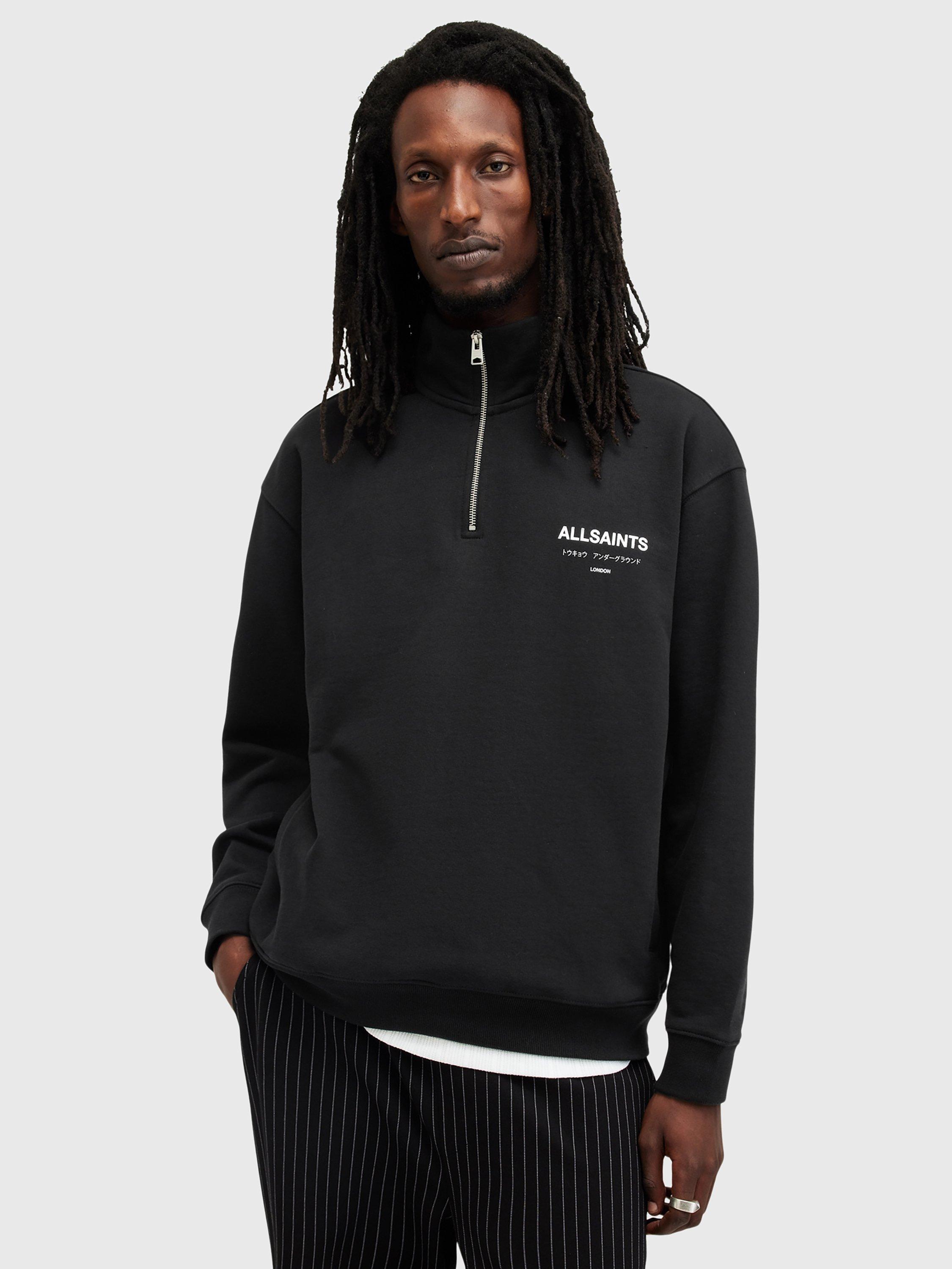 AllSaints Underground Half-Zip Jumper, Black/Multi