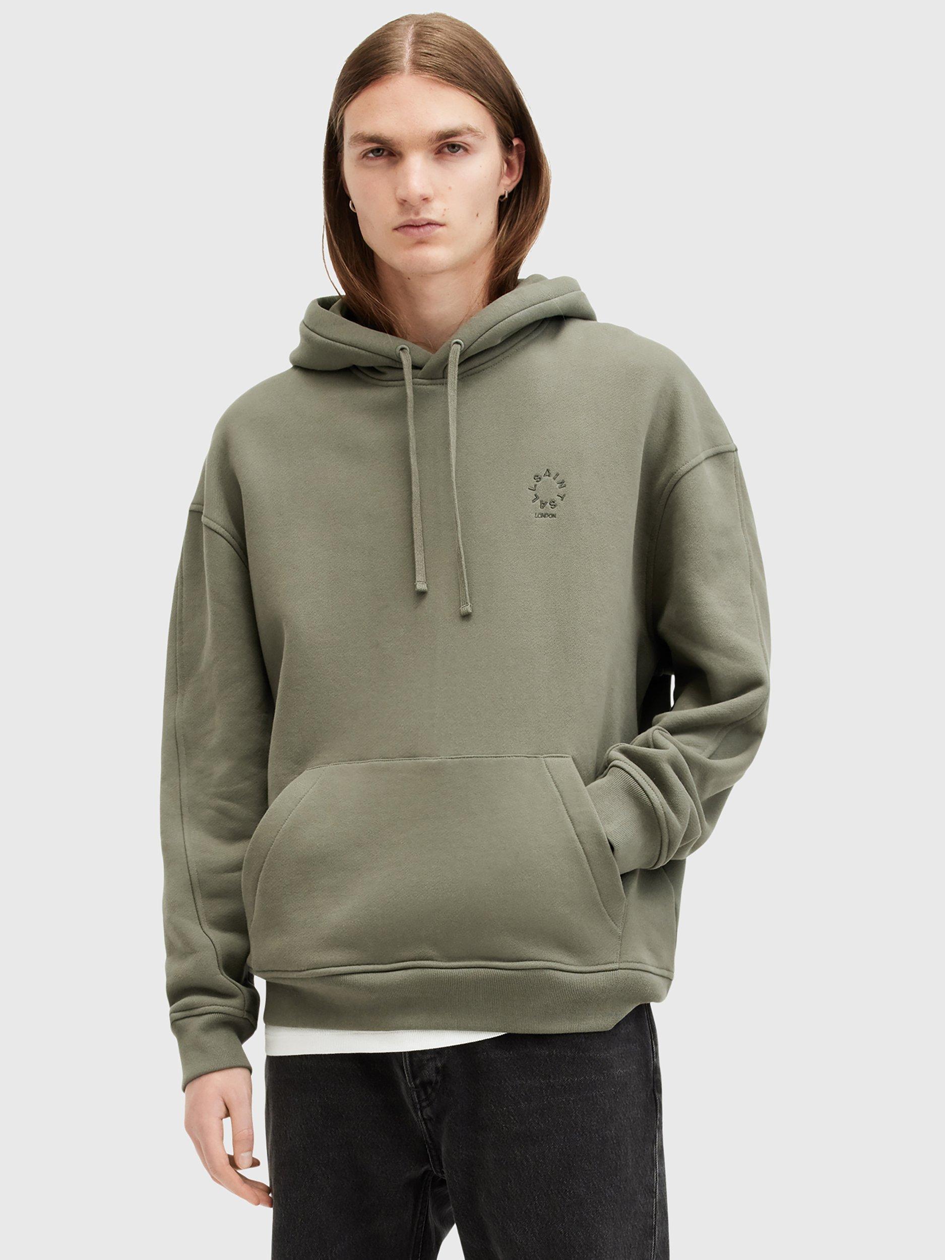 AllSaints Haven Organic Cotton Hoodie, Green Mid