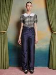 Sister Jane Pointe Taffeta Ruffle Trousers, Navy