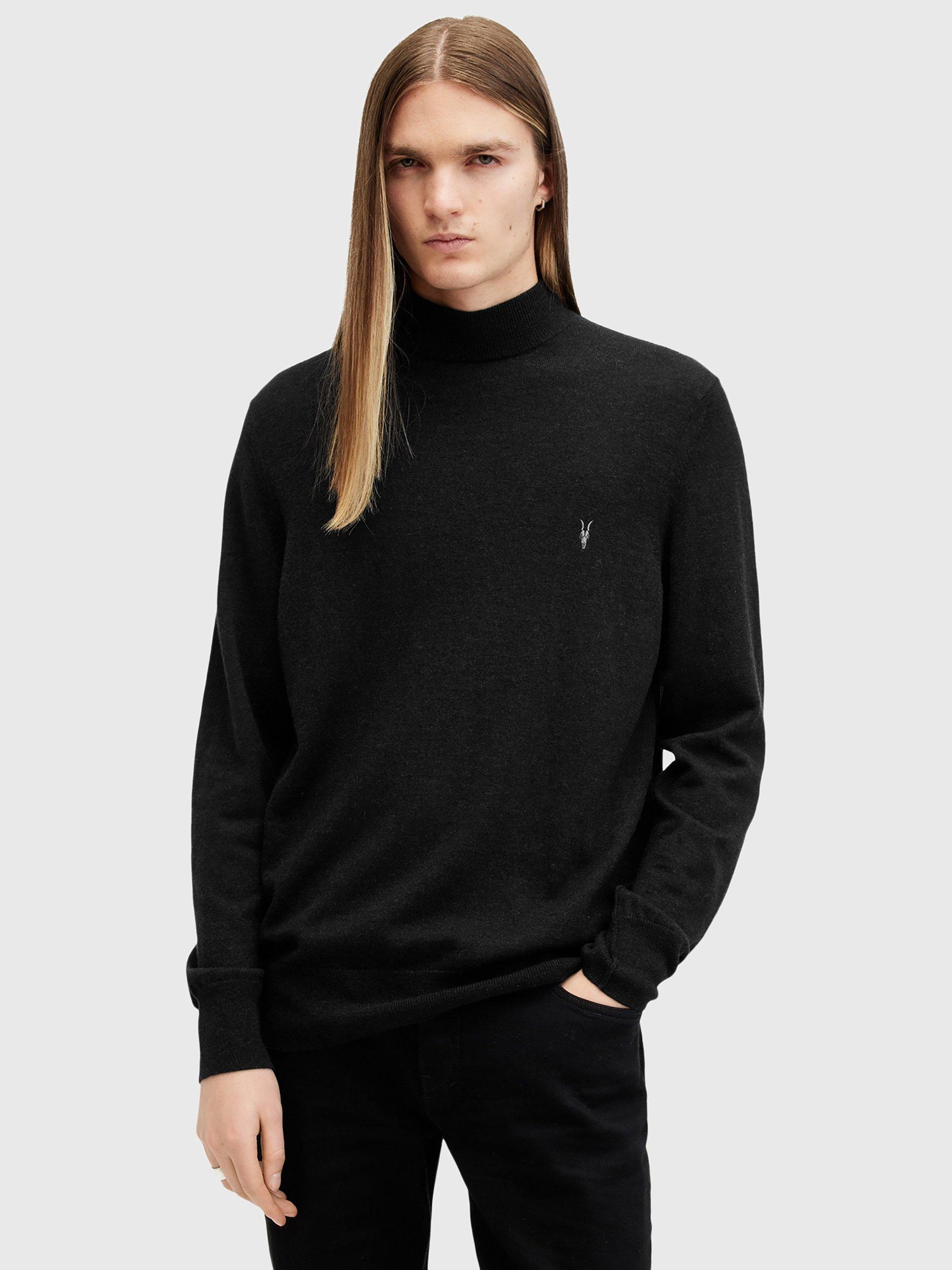 AllSaints Kilburn Wool Blend Half Zip Jumper Black Nearly Black