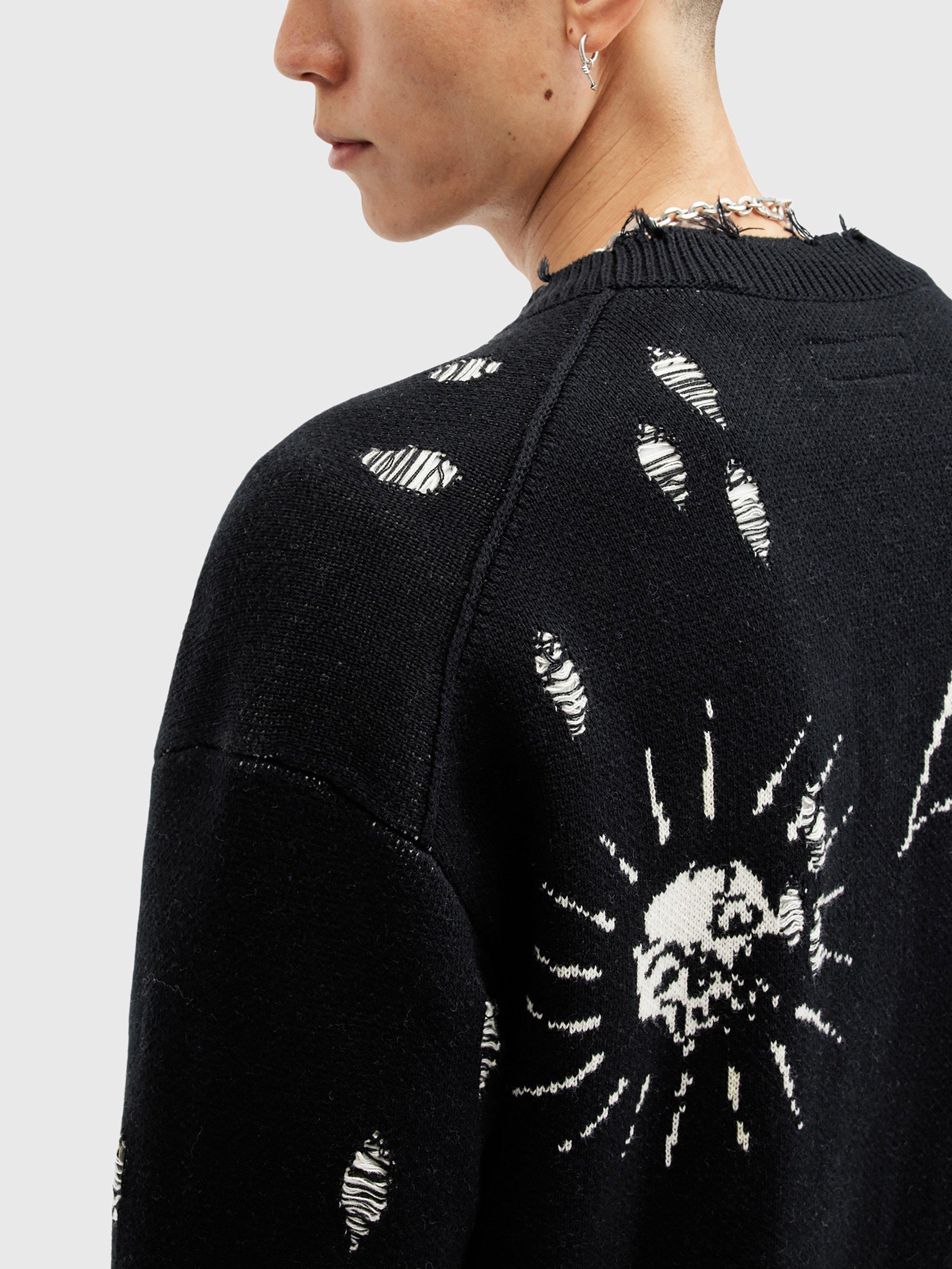 Product image 9 of 10, which shows AllSaints Koto Cardigan, Black/Chalk White, S