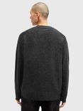 AllSaints Luka Distressed Crew Neck Jumper, Nearly Black