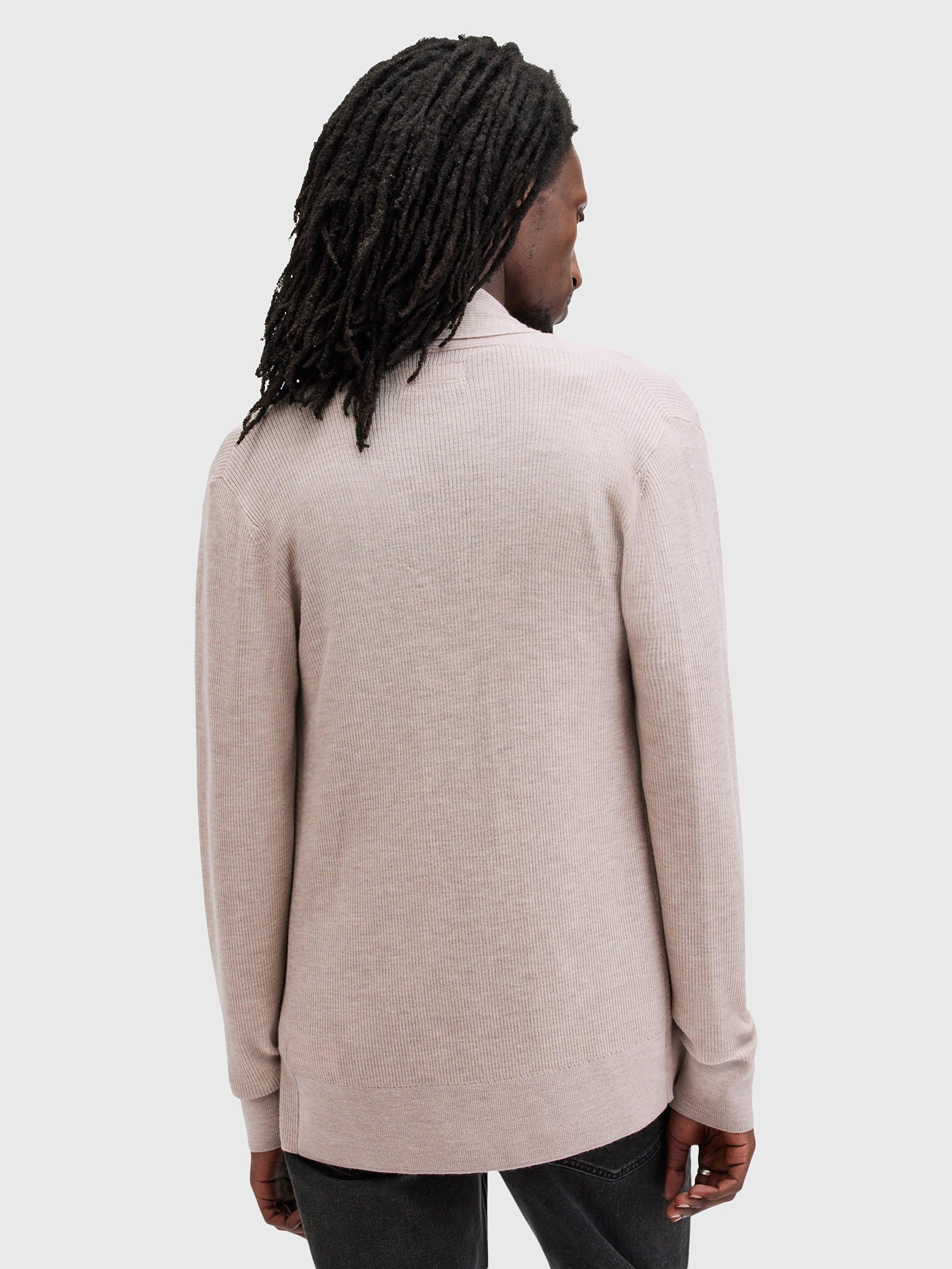 Product image 2 of 5, which shows AllSaints Mode Merino Wool Open Cardigan, Natural Taupe, XXL