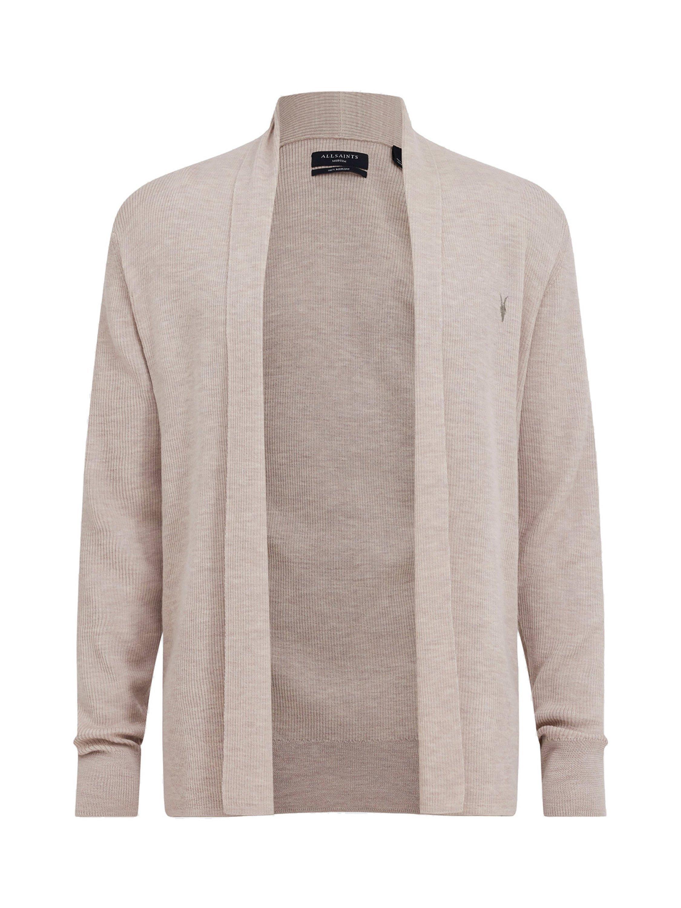 AllSaints Mode Merino Wool Open Cardigan Natural Taupe