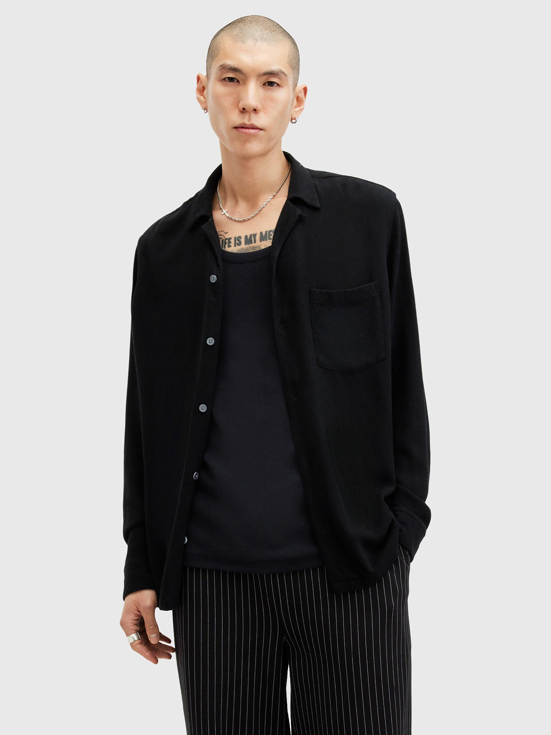 AllSaints Cudi Long Sleeve Shirt, Black