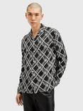 AllSaints Grid Print Regular Fit Shirt, Black Black