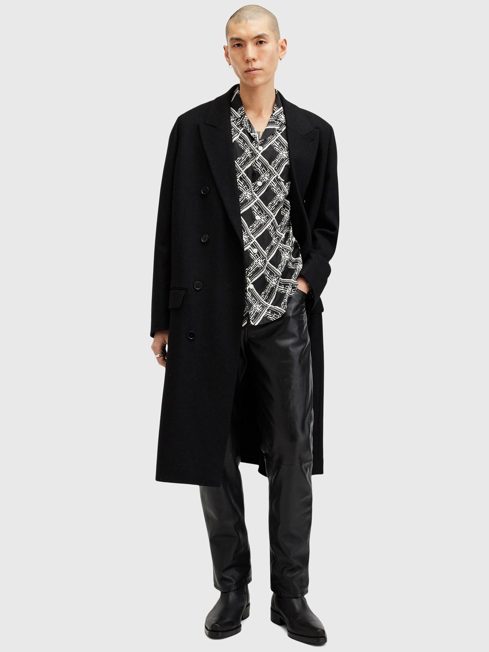 Product image 6 of 6, which shows AllSaints Grid Print Regular Fit Shirt, Black Black, L