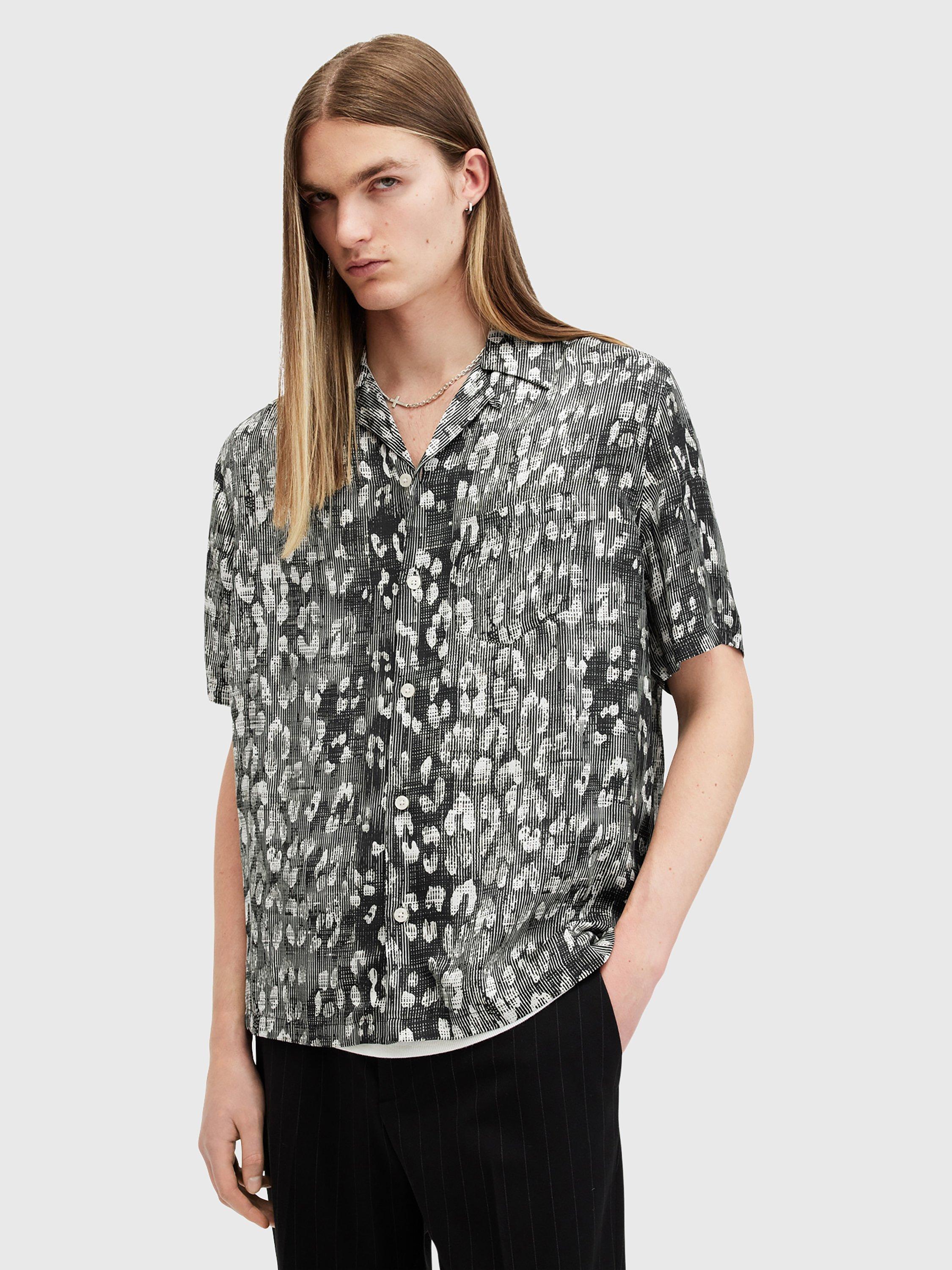 AllSaints Oscillation Regular Fit Floral Shirt, Black