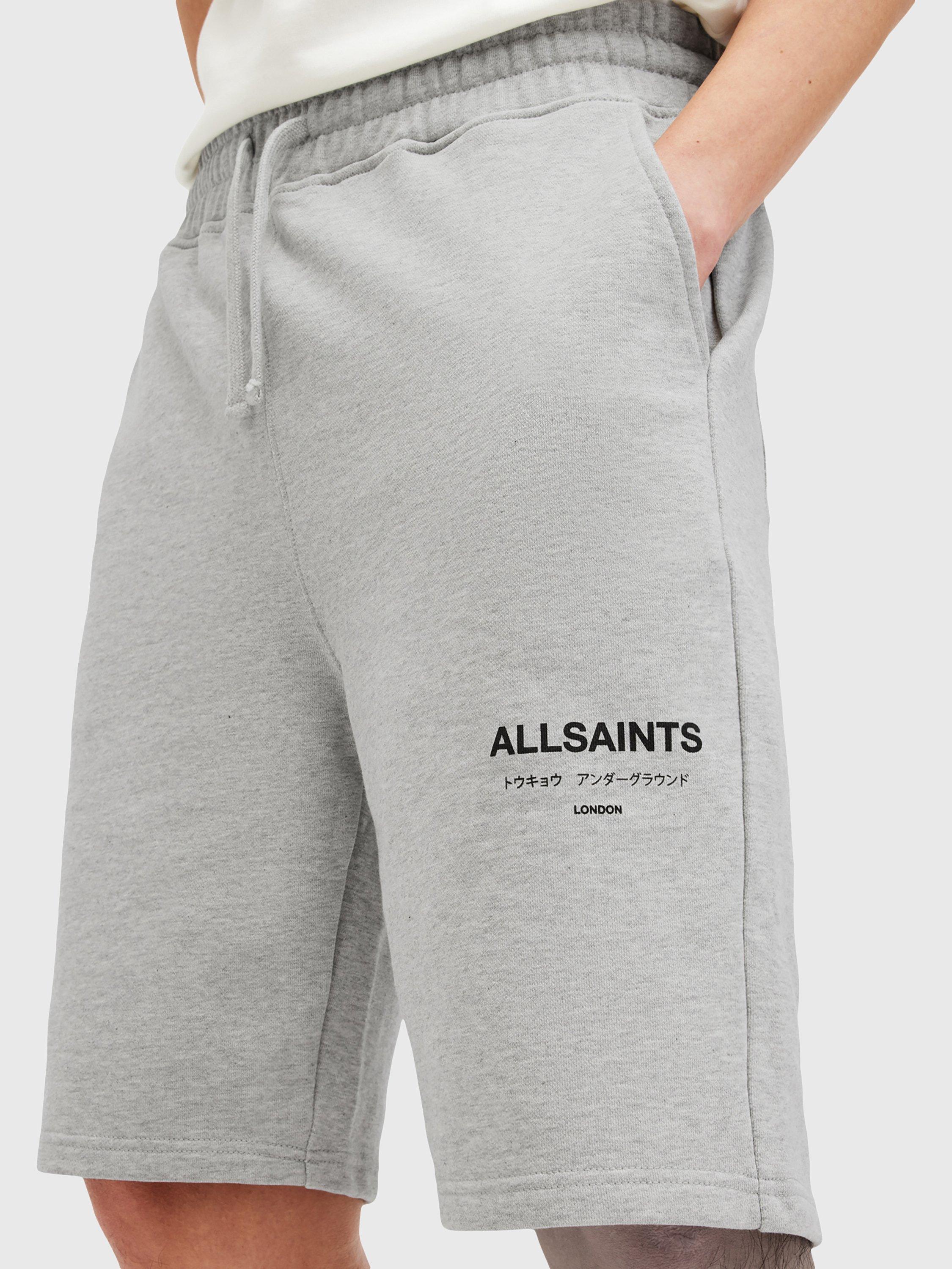 Product image 5 of 9, which shows AllSaints Underground Relaxed Fit Sweat Shorts, Grey Marl, 36|38