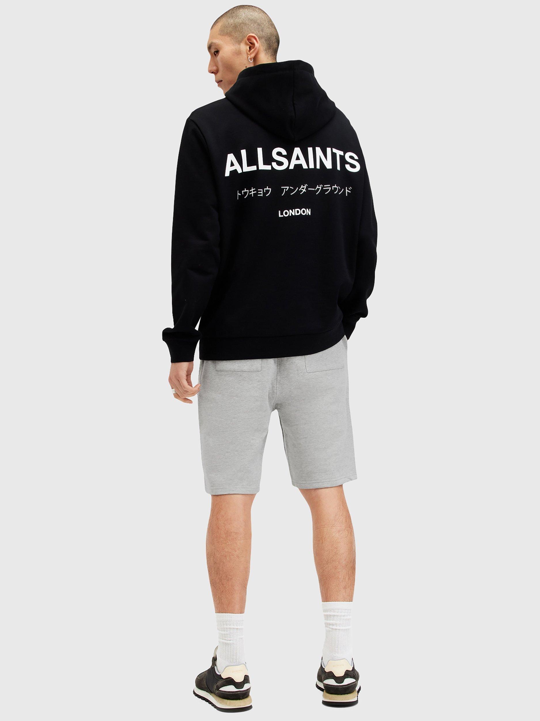 Product image 9 of 9, which shows AllSaints Underground Relaxed Fit Sweat Shorts, Grey Marl, 36|38
