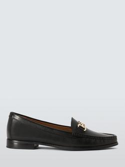 John Lewis August Wide Fit Leather Moccasins, Black, Black