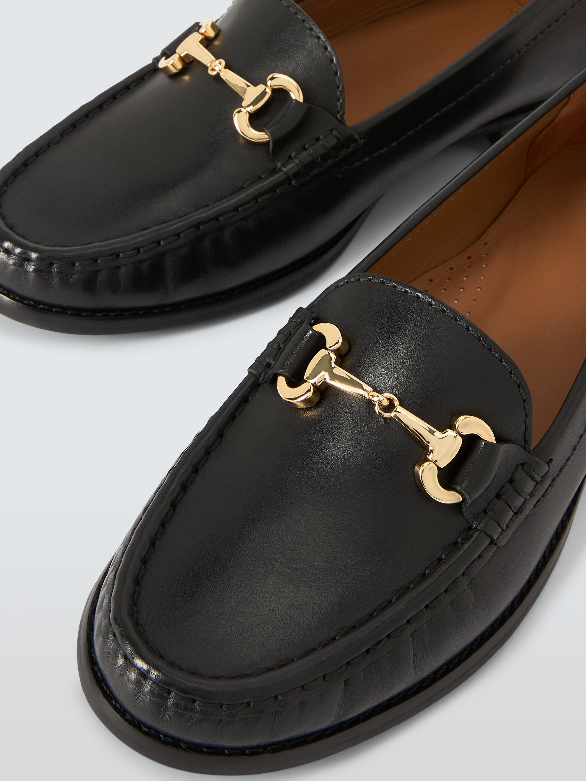 Product image 4 of 6, which shows John Lewis August Wide Fit Leather Moccasins, Black, 3