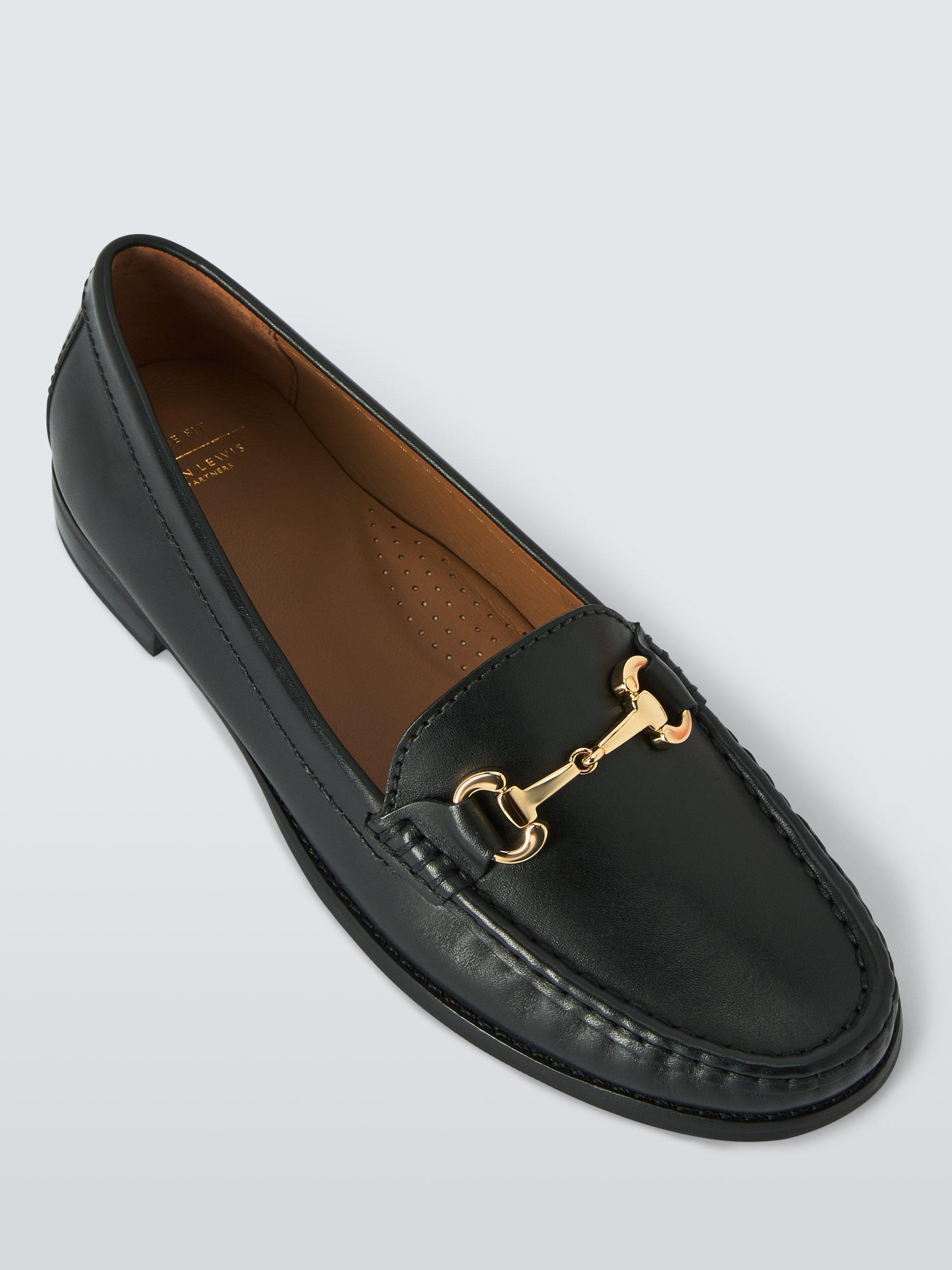 Product image 5 of 6, which shows John Lewis August Wide Fit Leather Moccasins, Black, 3