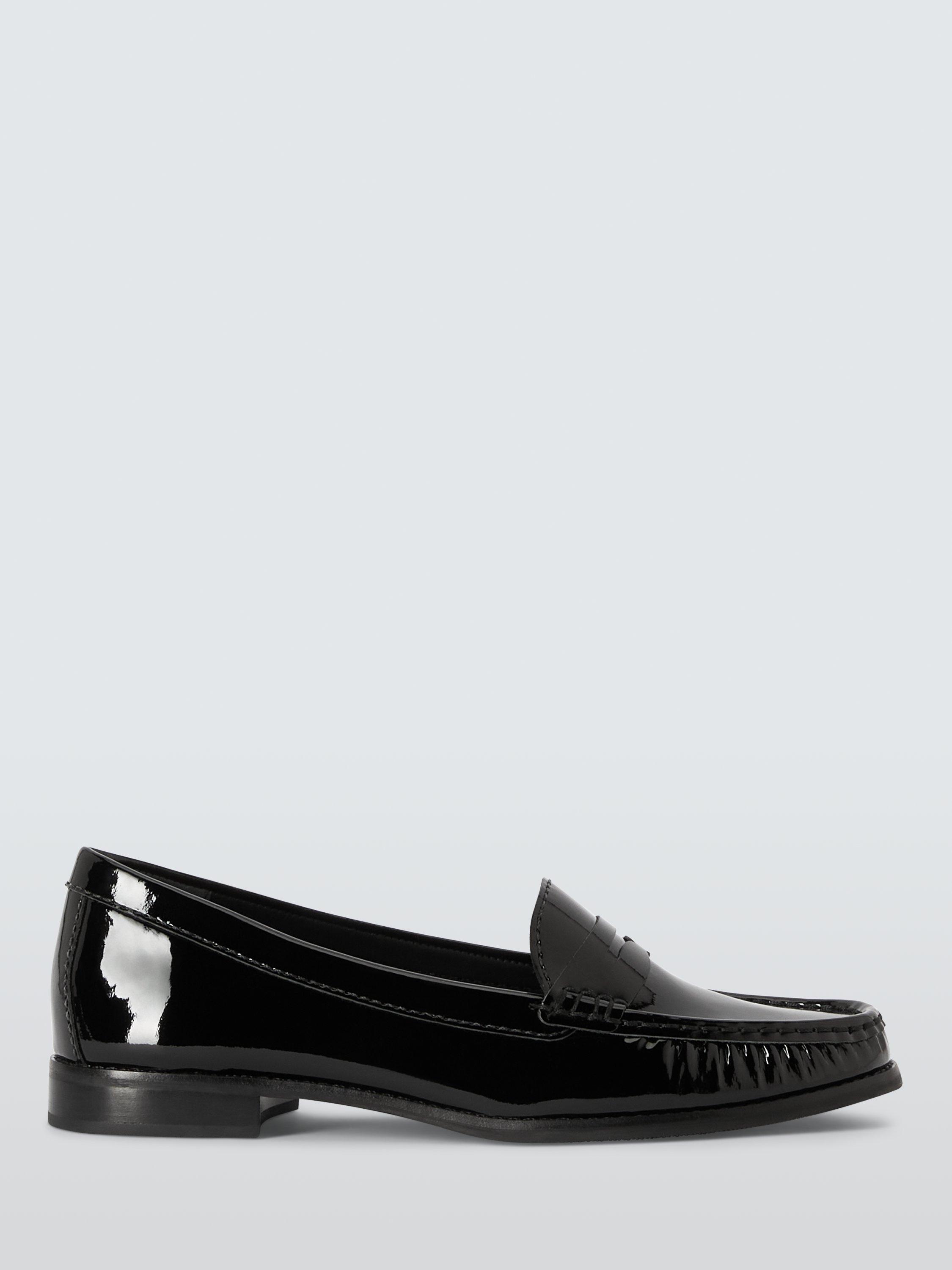 Product image 1 of 6, which shows John Lewis Pennie Wide Fit Patent Leather Loafers, Black, 3