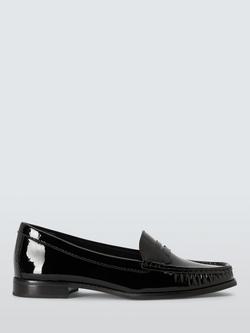John Lewis Pennie Wide Fit Patent Leather Loafers, Black, Black