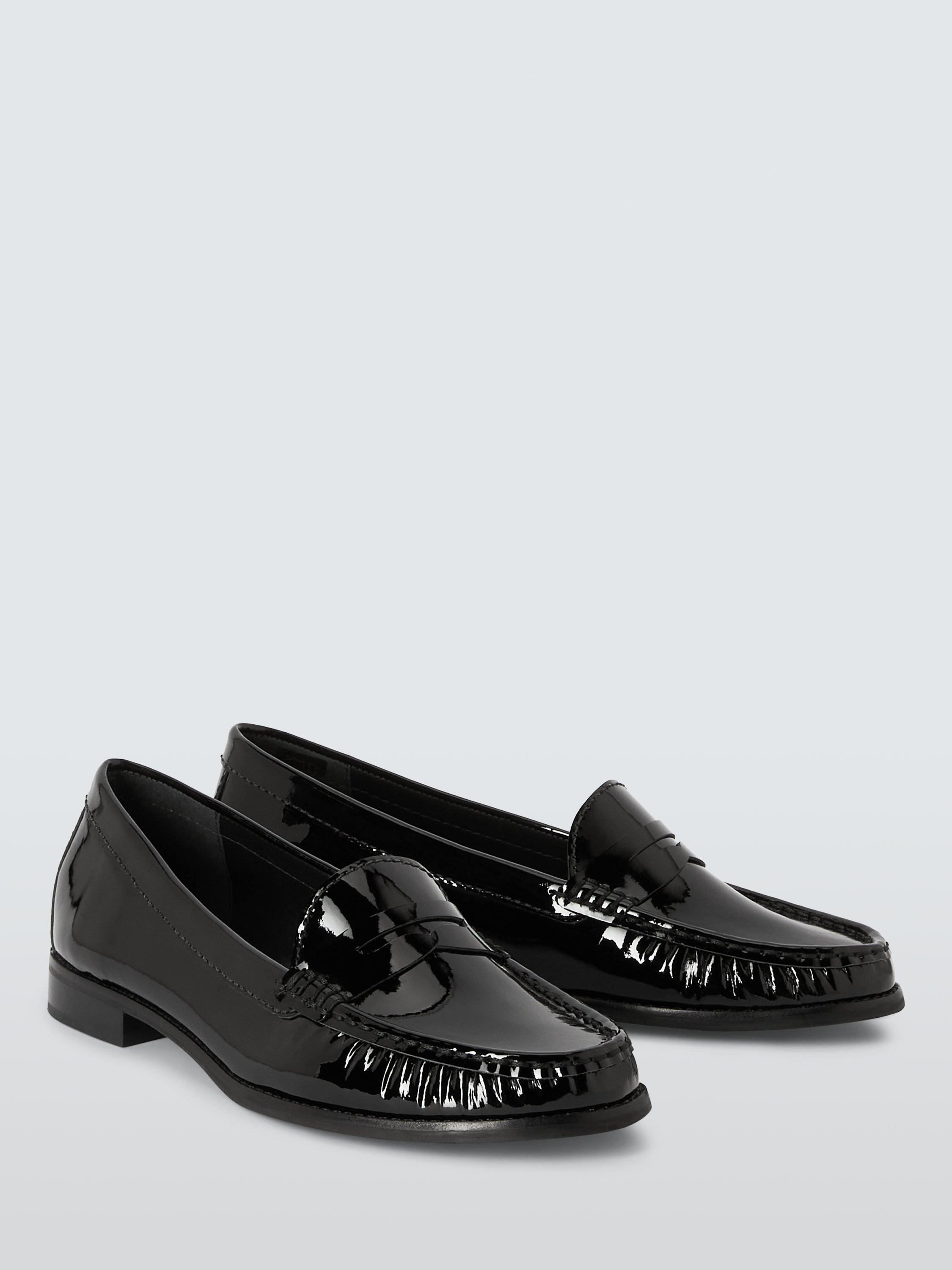 Product image 3 of 6, which shows John Lewis Pennie Wide Fit Patent Leather Loafers, Black, 3