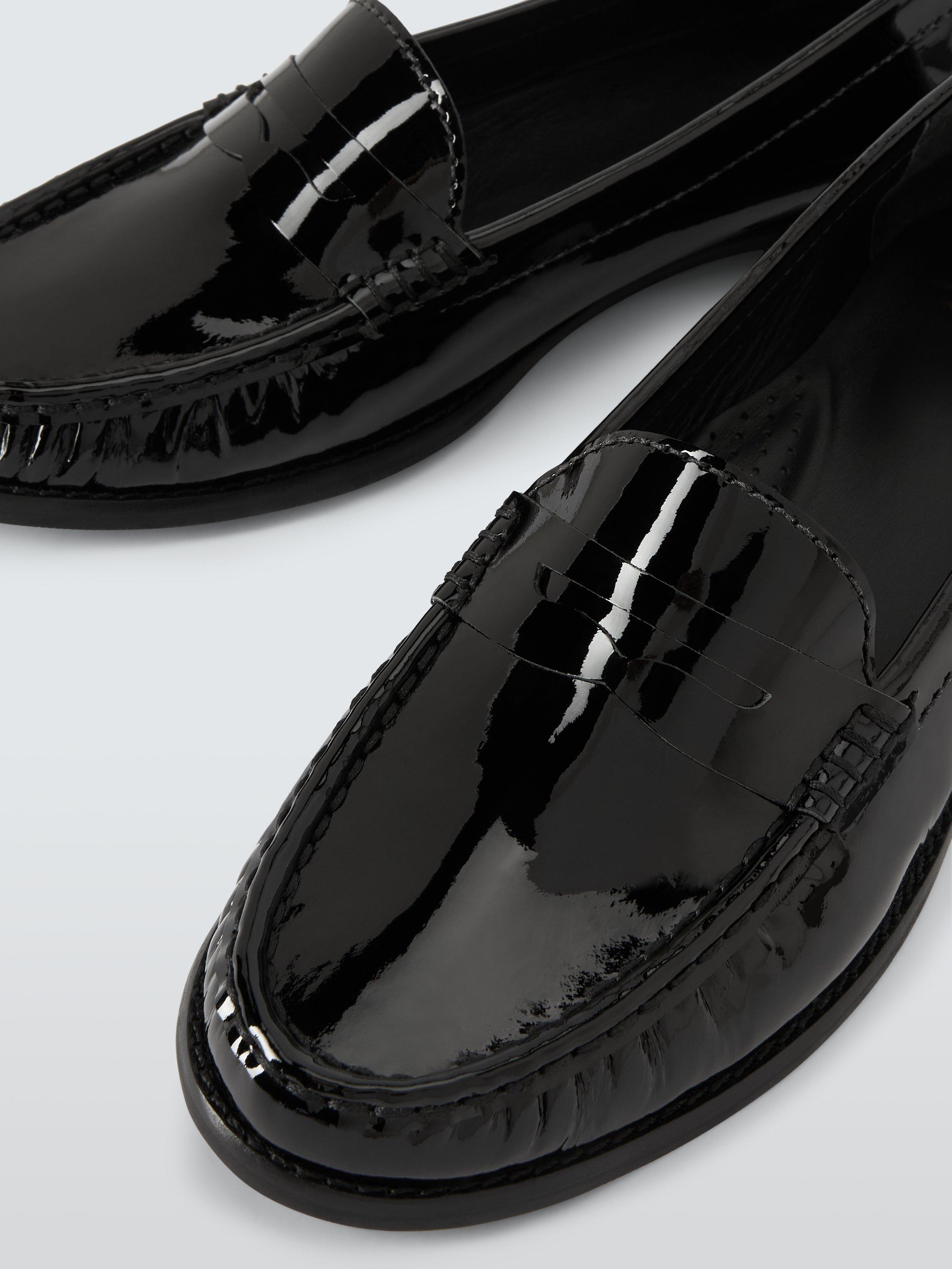 Product image 4 of 6, which shows John Lewis Pennie Wide Fit Patent Leather Loafers, Black, 3