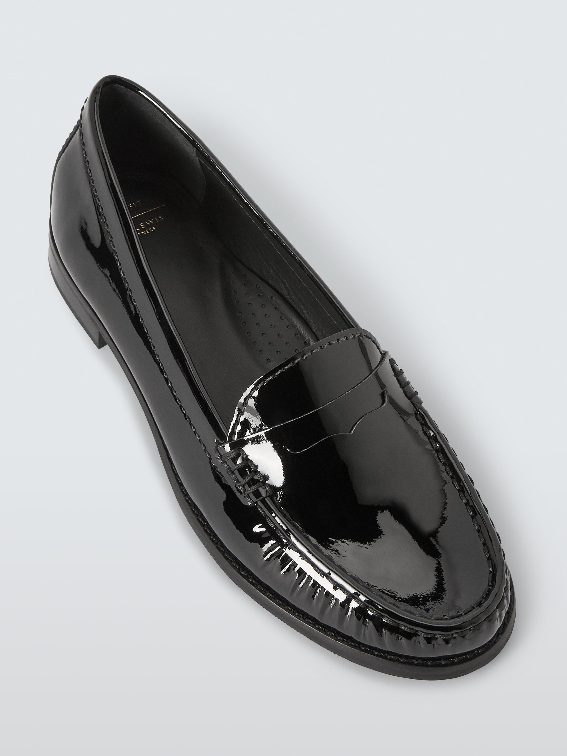 Product image 5 of 6, which shows John Lewis Pennie Wide Fit Patent Leather Loafers, Black, 3